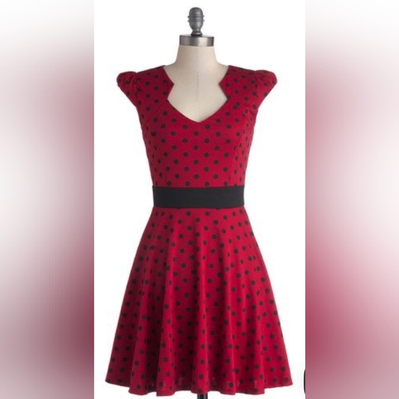 Yellow Star Dresses & Skirts - Red Polka Dot Midi Dress